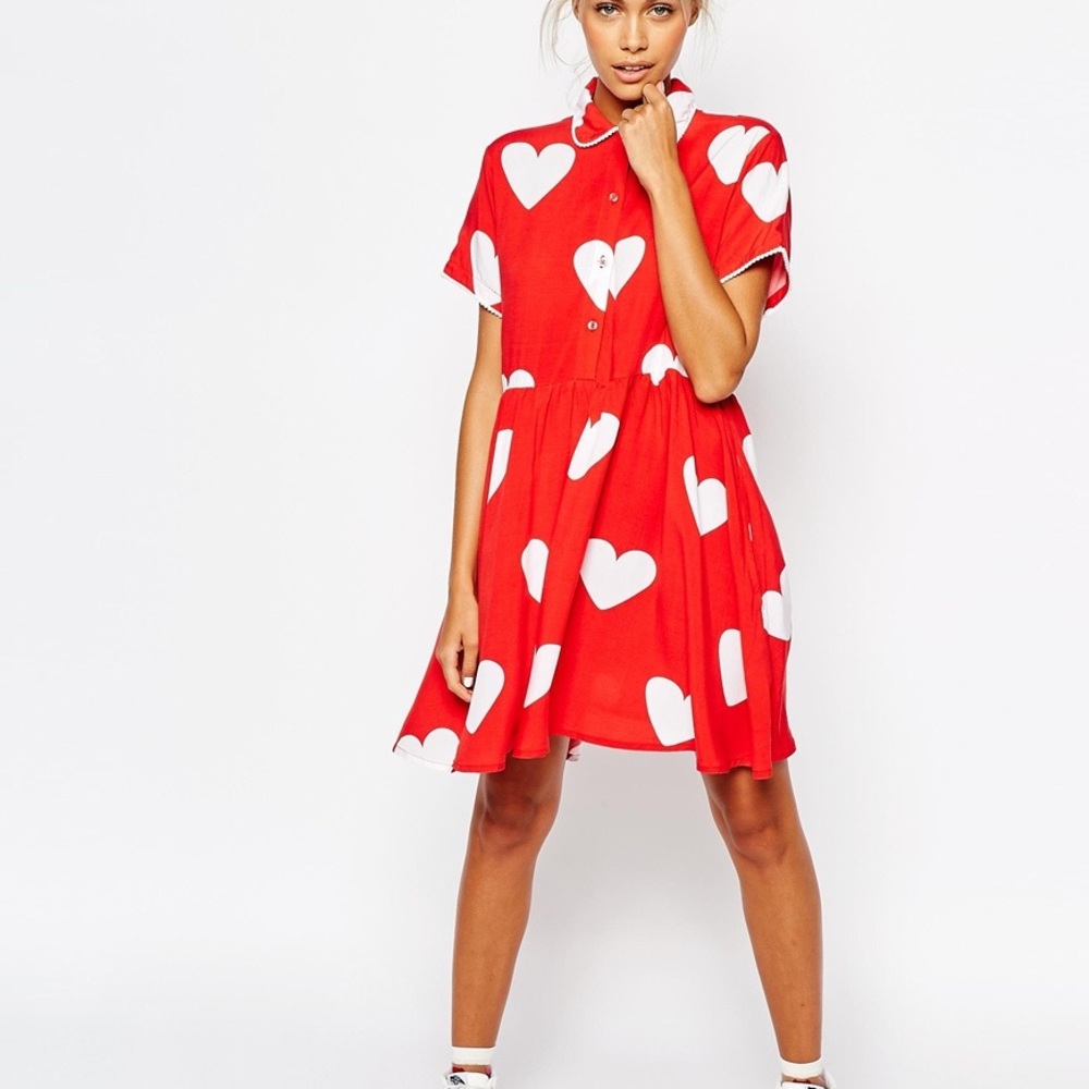 Lazy Oaf Hearts Red Button Dress